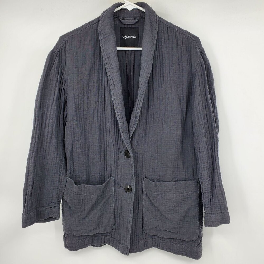 Madewell Women's Lightspun Dorset Grey Blazer Oversized Suit Top Shirt Small